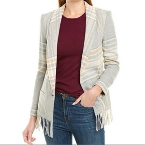 Anthropologie Drew Plaid Prince Grey Wool-blend Blazer size S